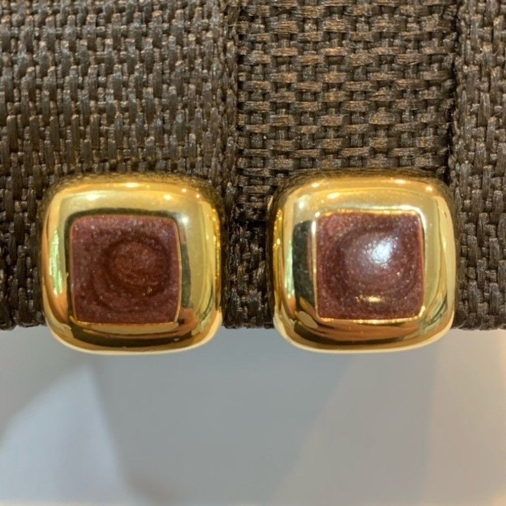 💐5/25 clip on elegant enamel maroon swirl gold